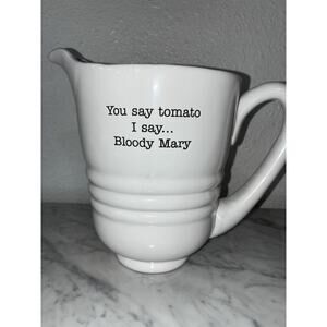 Pier 1 Large Bloody Mary Tomato Pitcher Brunch White Ceramic